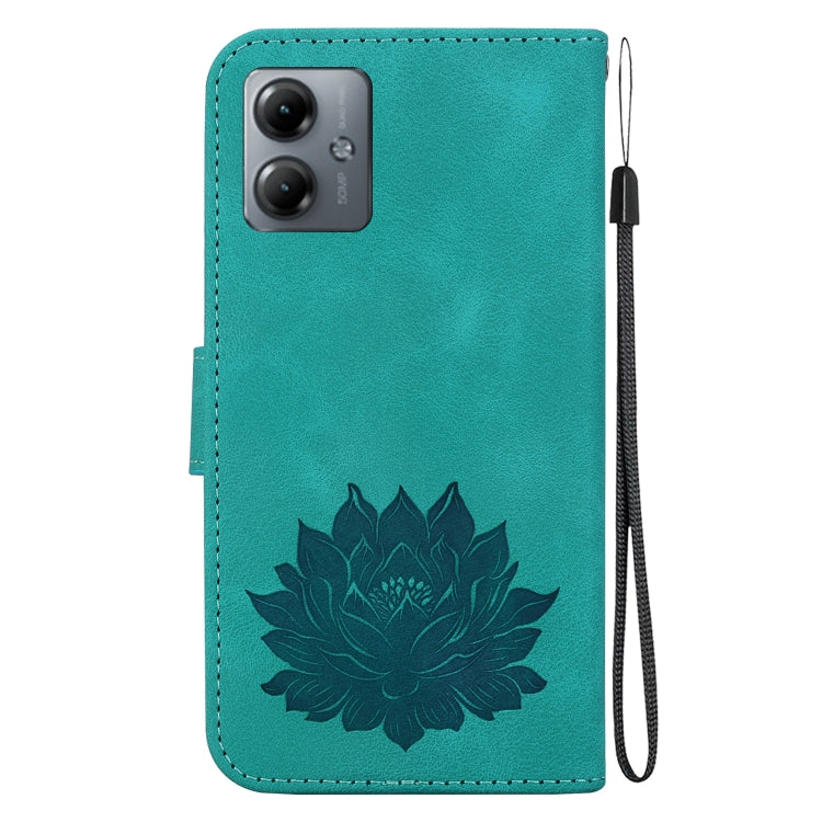 For Motorola Moto G14 Lotus Embossed Leather Phone Case