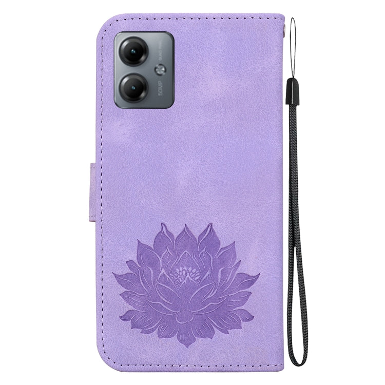 For Motorola Moto G14 Lotus Embossed Leather Phone Case