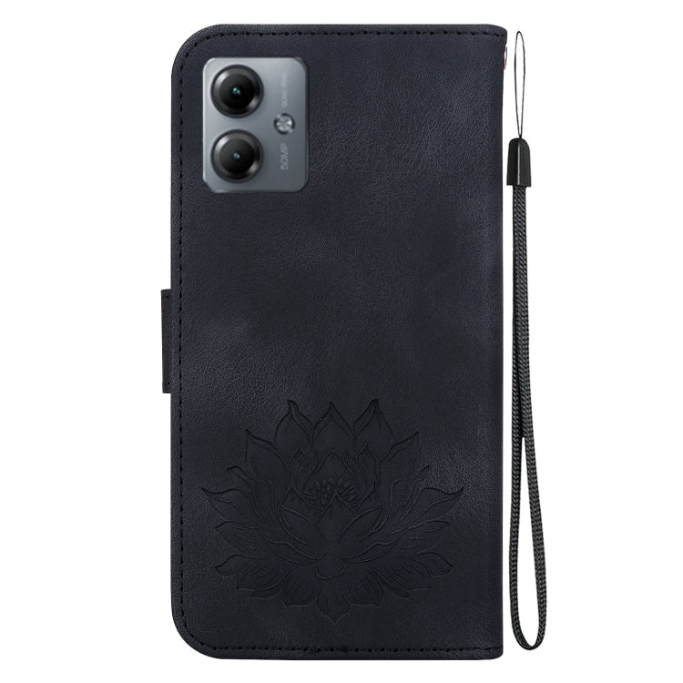 For Motorola Moto G14 Lotus Embossed Leather Phone Case
