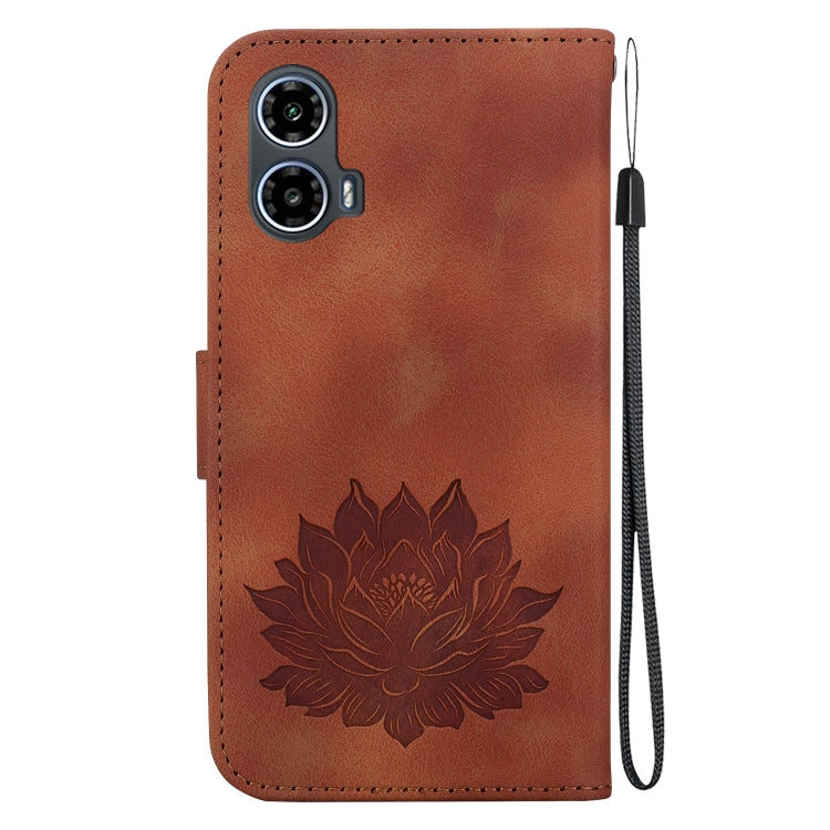 For Motorola Moto G34 Lotus Embossed Leather Phone Case