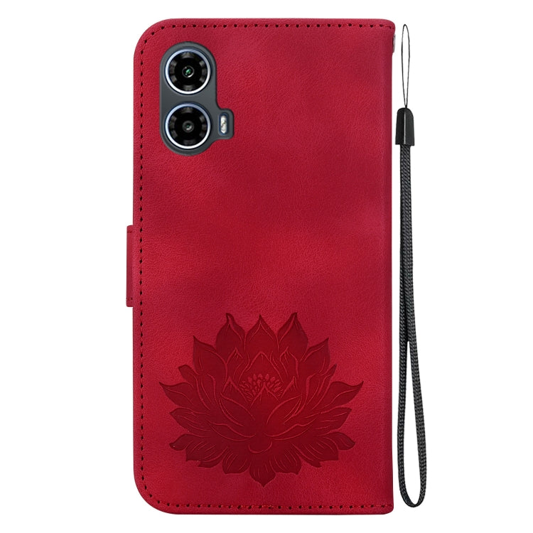 For Motorola Moto G34 Lotus Embossed Leather Phone Case