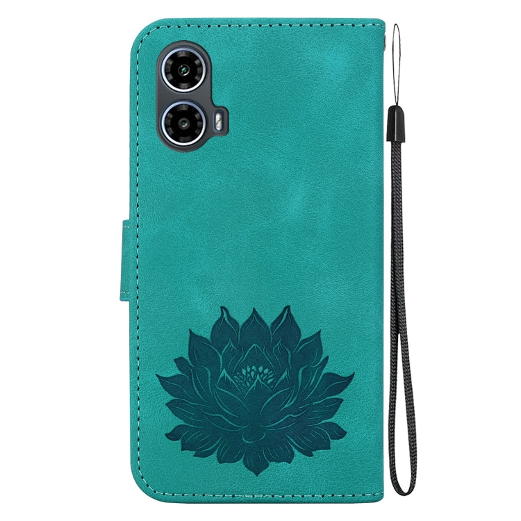 For Motorola Moto G34 Lotus Embossed Leather Phone Case