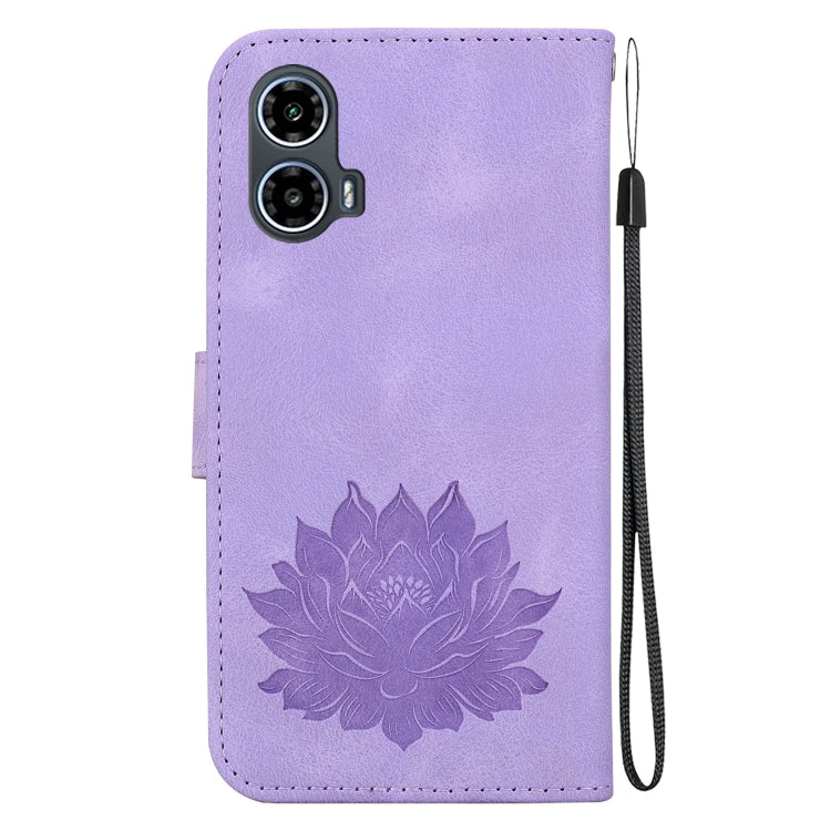 For Motorola Moto G34 Lotus Embossed Leather Phone Case
