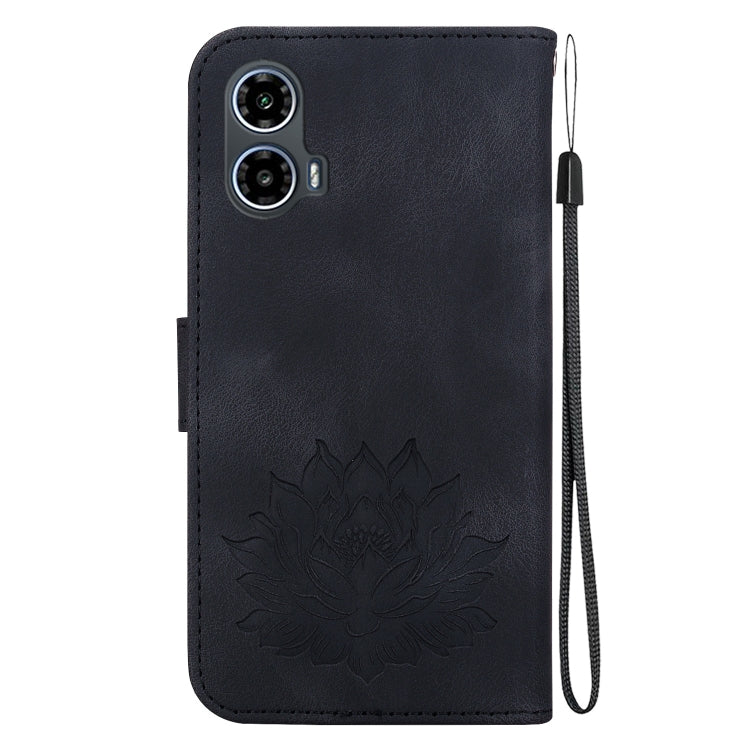 For Motorola Moto G34 Lotus Embossed Leather Phone Case