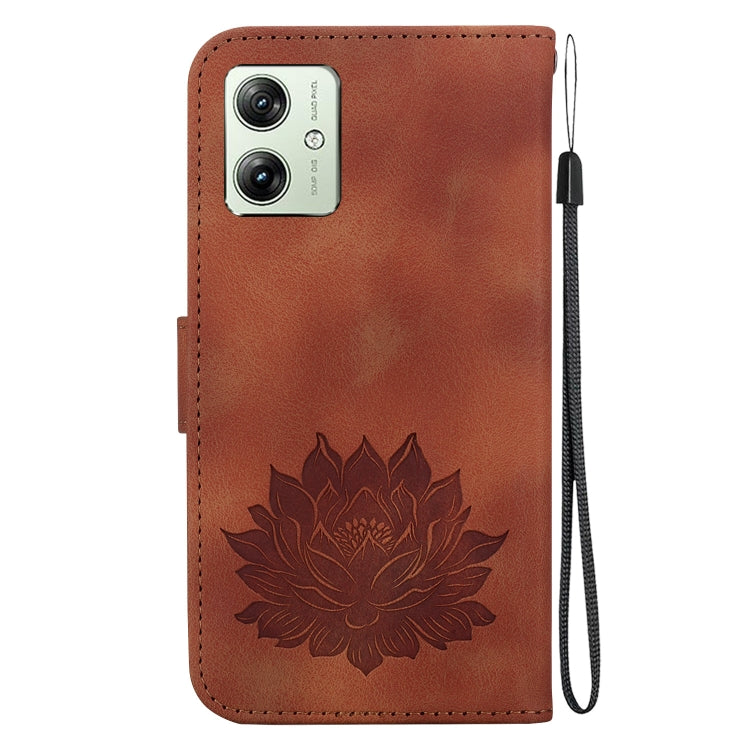 For Motorola Moto G54 Lotus Embossed Leather Phone Case