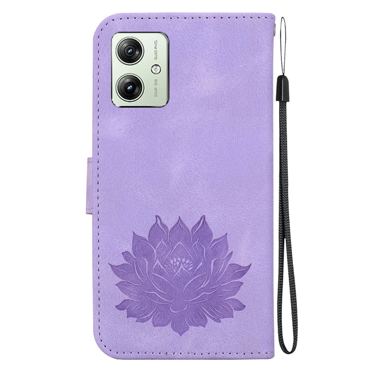 For Motorola Moto G54 Lotus Embossed Leather Phone Case