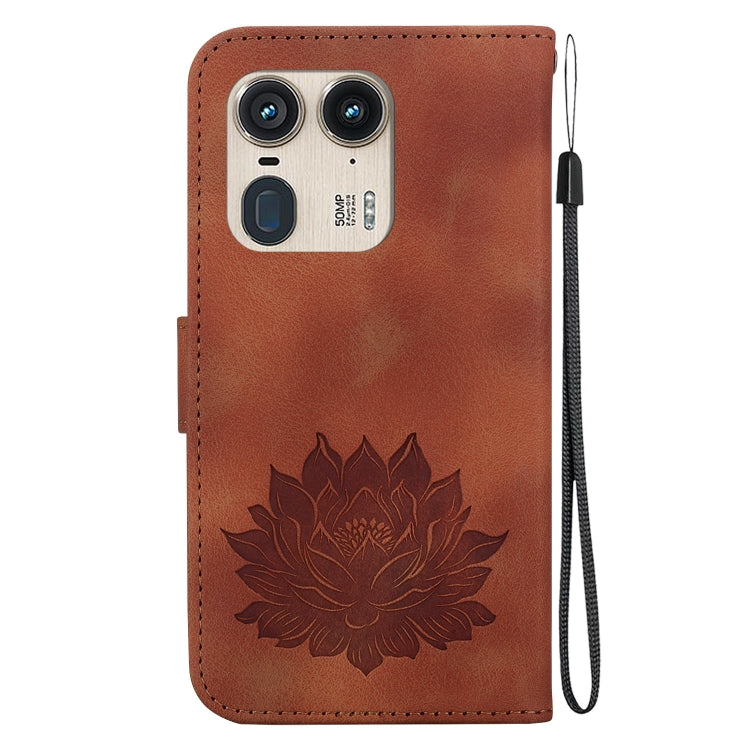 For Motorola Edge 50 Ultra Lotus Embossed Leather Phone Case