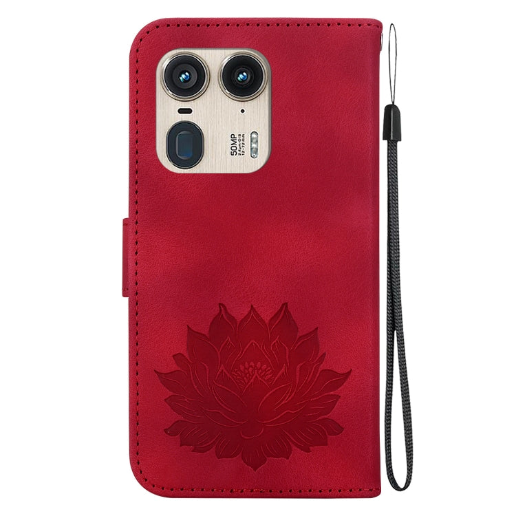 For Motorola Edge 50 Ultra Lotus Embossed Leather Phone Case