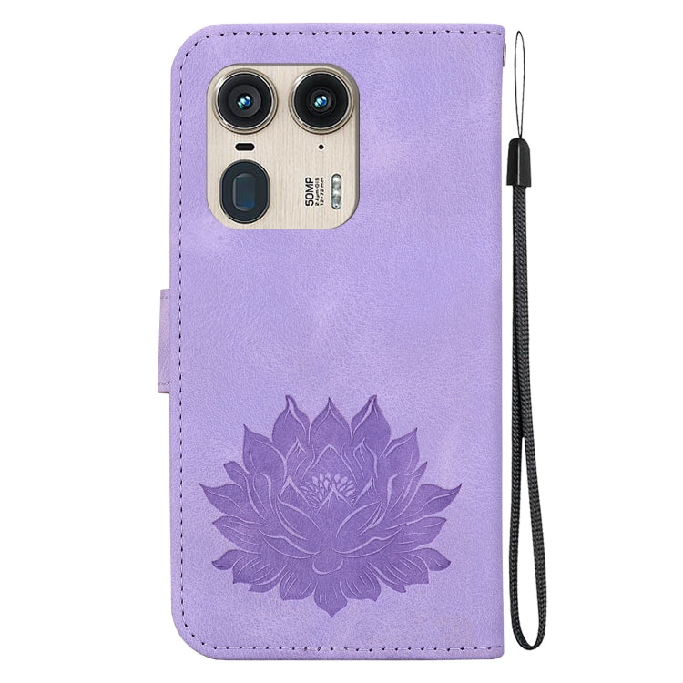 For Motorola Edge 50 Ultra Lotus Embossed Leather Phone Case