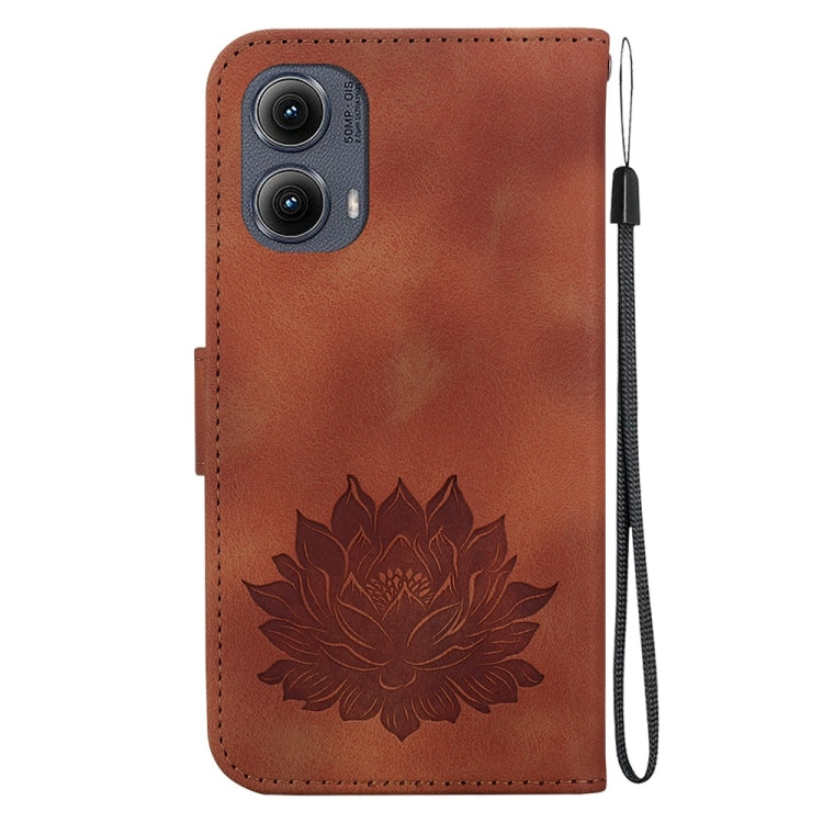 For Motorola Edge 2024 Lotus Embossed Leather Phone Case