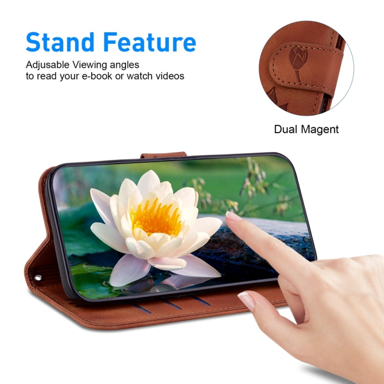 For Motorola Edge 2024 Lotus Embossed Leather Phone Case