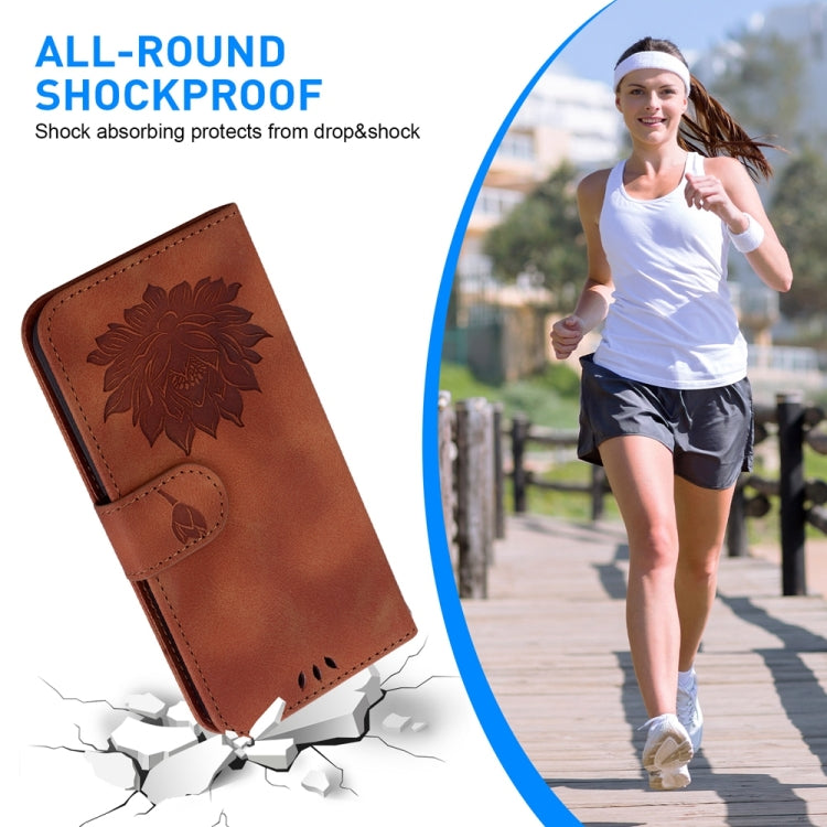 For Motorola Edge 2024 Lotus Embossed Leather Phone Case