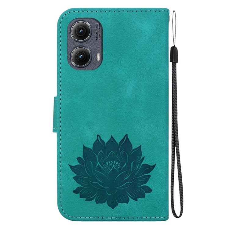 For Motorola Edge 2024 Lotus Embossed Leather Phone Case