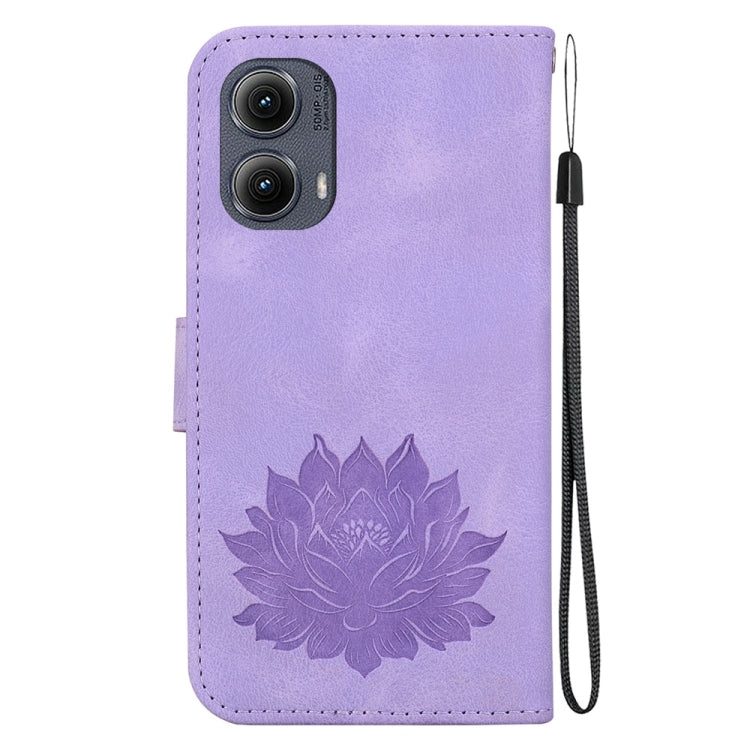 For Motorola Edge 2024 Lotus Embossed Leather Phone Case