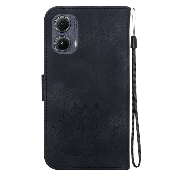 For Motorola Edge 2024 Lotus Embossed Leather Phone Case