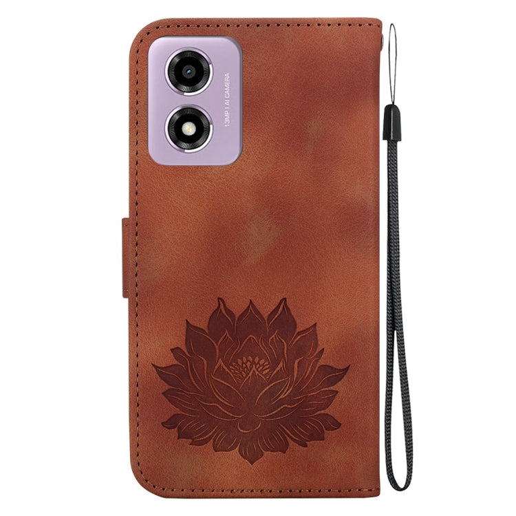 For Motorola Moto G04s / Moto E14 Lotus Embossed Leather Phone Case