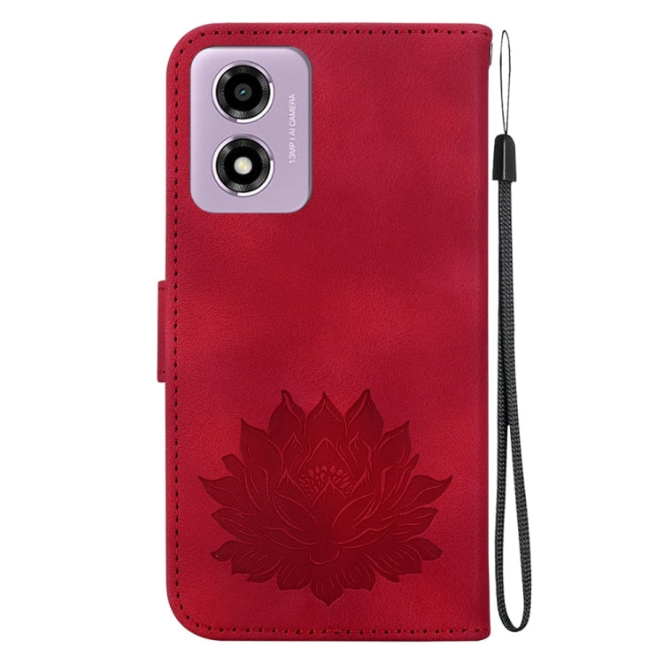 For Motorola Moto G04s / Moto E14 Lotus Embossed Leather Phone Case