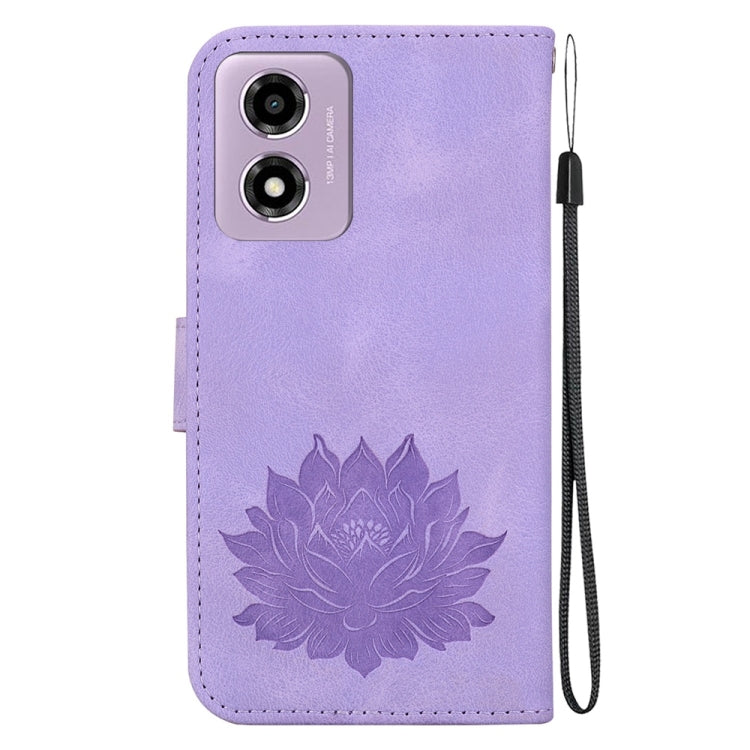 For Motorola Moto G04s / Moto E14 Lotus Embossed Leather Phone Case