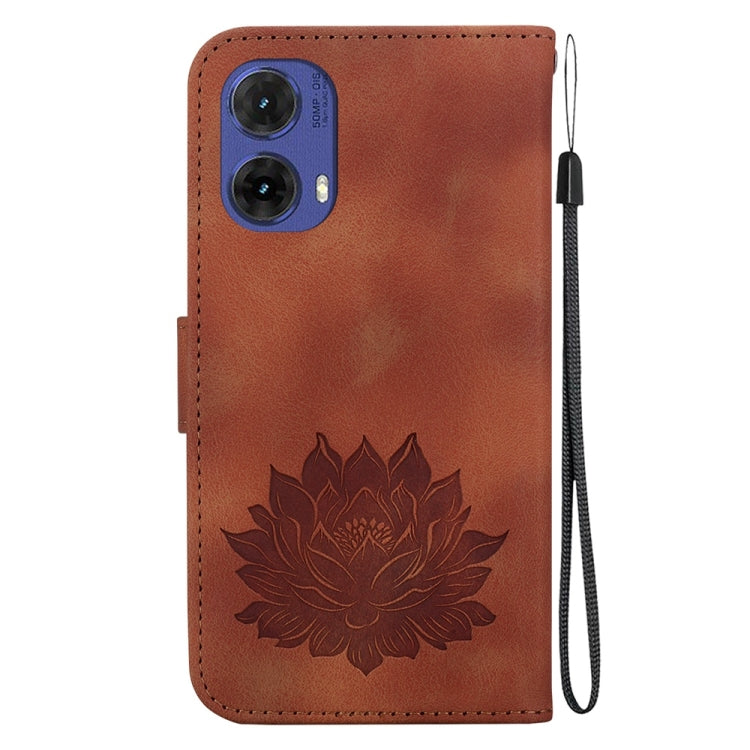 For Motorola Moto G85 Lotus Embossed Leather Phone Case