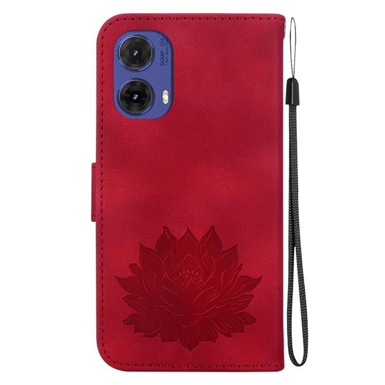 For Motorola Moto G85 Lotus Embossed Leather Phone Case