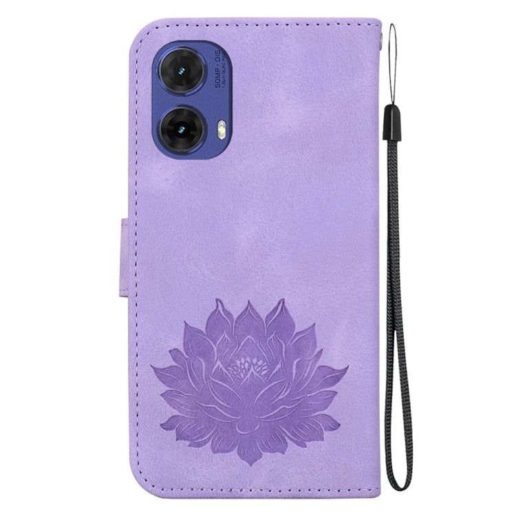 For Motorola Moto G85 Lotus Embossed Leather Phone Case