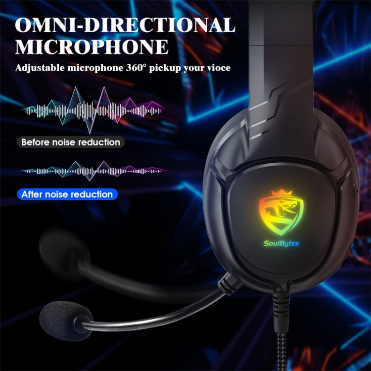 SoulBytes S20 RGB Light Gaming Headset with Mic - Black