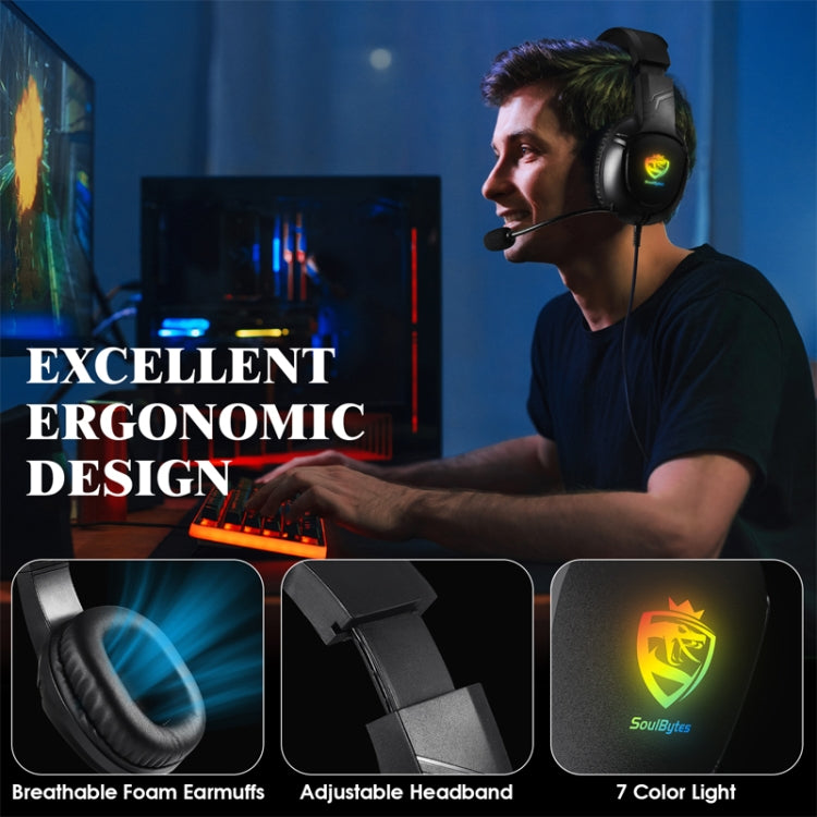 SoulBytes S20 RGB Light Gaming Headset with Mic - Black