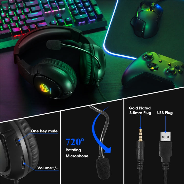 SoulBytes S20 RGB Light Gaming Headset with Mic - Black