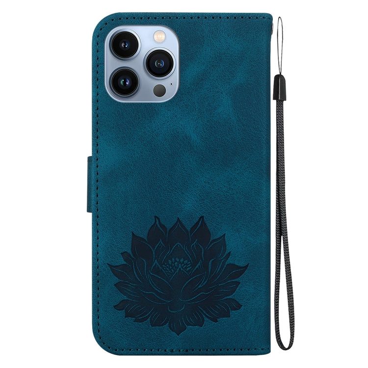 For iPhone 15 Pro Lotus Embossed Leather Phone Case