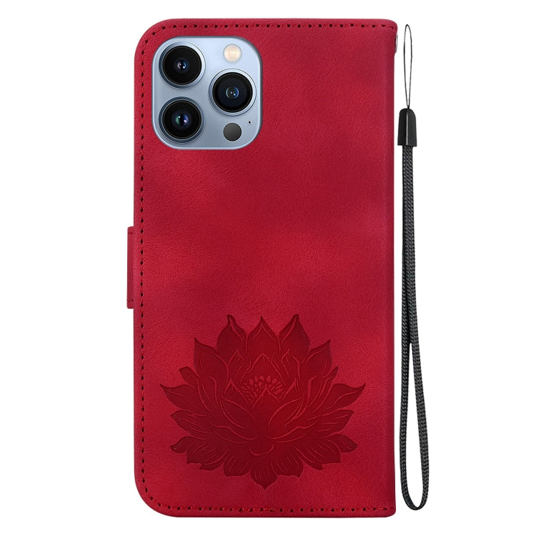For iPhone 15 Pro Lotus Embossed Leather Phone Case
