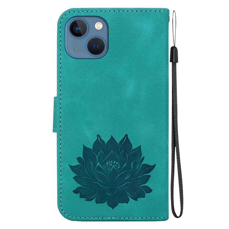For iPhone 14 Lotus Embossed Leather Phone Case