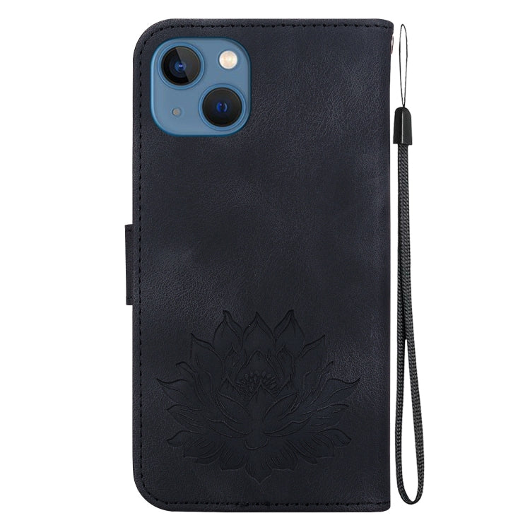 For iPhone 14 Lotus Embossed Leather Phone Case