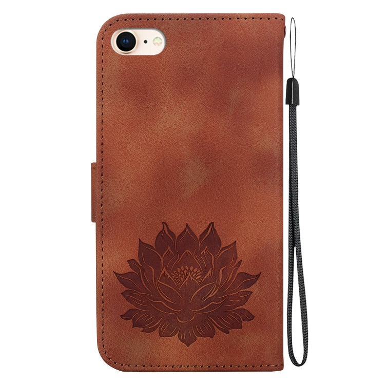For iPhone SE 2022 / 2020 / 8 / 7 Lotus Embossed Leather Phone Case