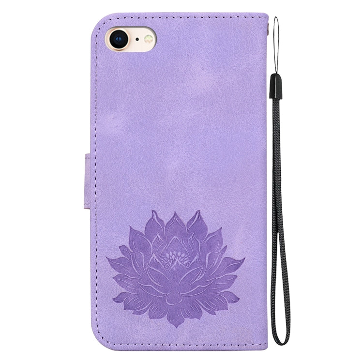 For iPhone SE 2022 / 2020 / 8 / 7 Lotus Embossed Leather Phone Case