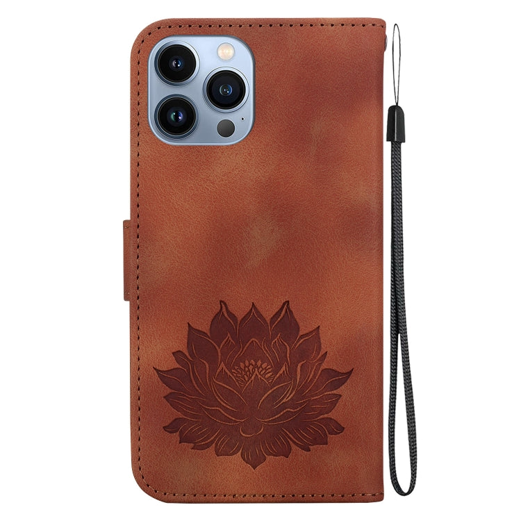 For iPhone 13 Pro Max Lotus Embossed Leather Phone Case