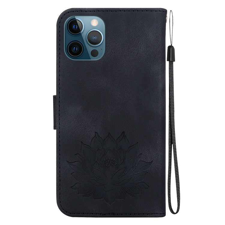 For iPhone 12 Pro Max Lotus Embossed Leather Phone Case