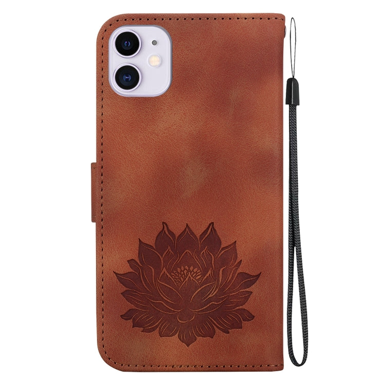 For iPhone 11 Lotus Embossed Leather Phone Case
