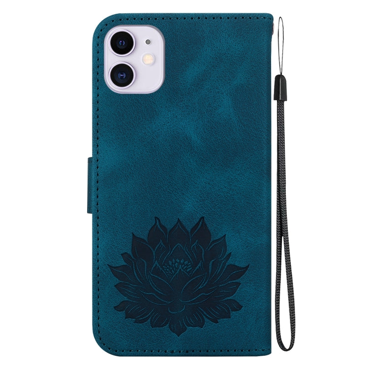 For iPhone 11 Lotus Embossed Leather Phone Case