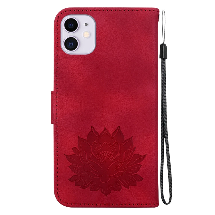 For iPhone 11 Lotus Embossed Leather Phone Case