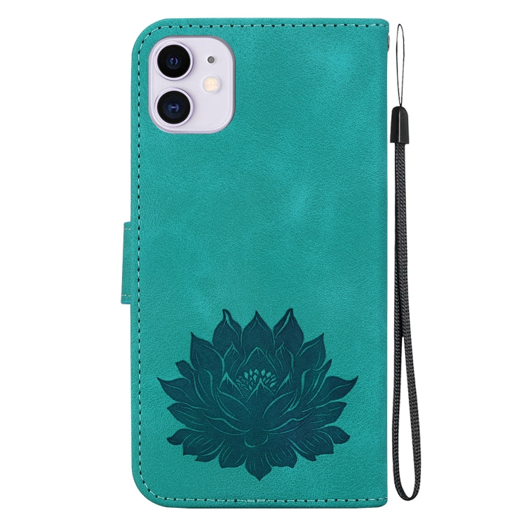 For iPhone 11 Lotus Embossed Leather Phone Case