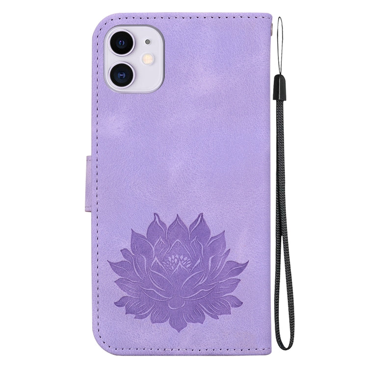 For iPhone 11 Lotus Embossed Leather Phone Case