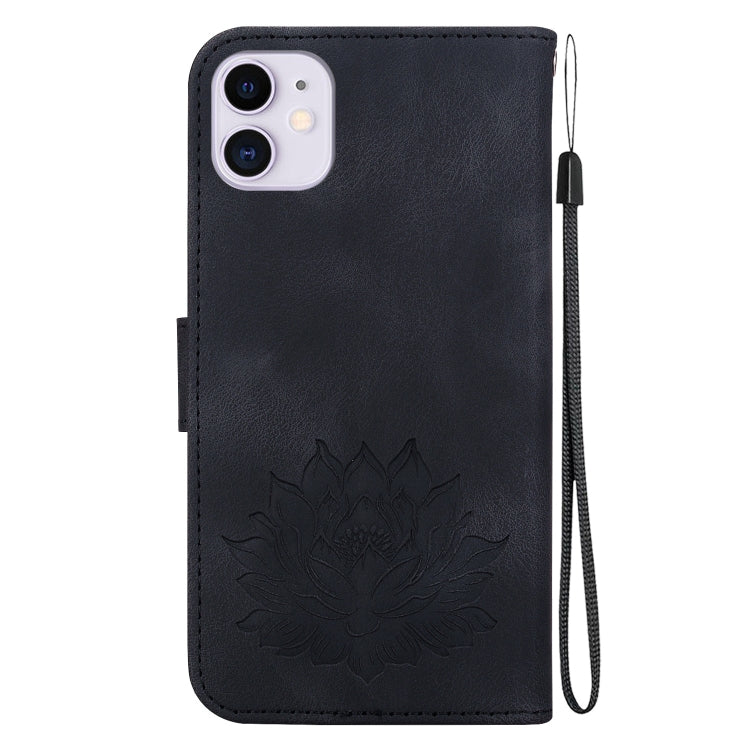 For iPhone 11 Lotus Embossed Leather Phone Case