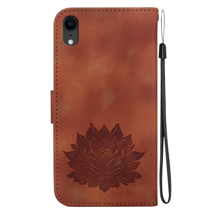 For iPhone XR Lotus Embossed Leather Phone Case