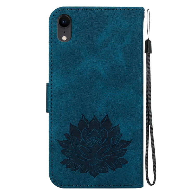 For iPhone XR Lotus Embossed Leather Phone Case