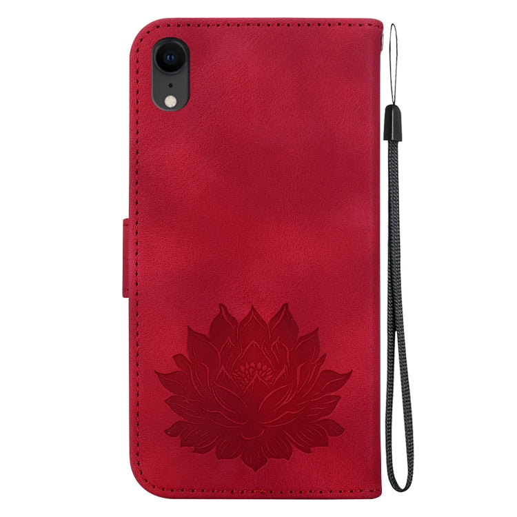 For iPhone XR Lotus Embossed Leather Phone Case