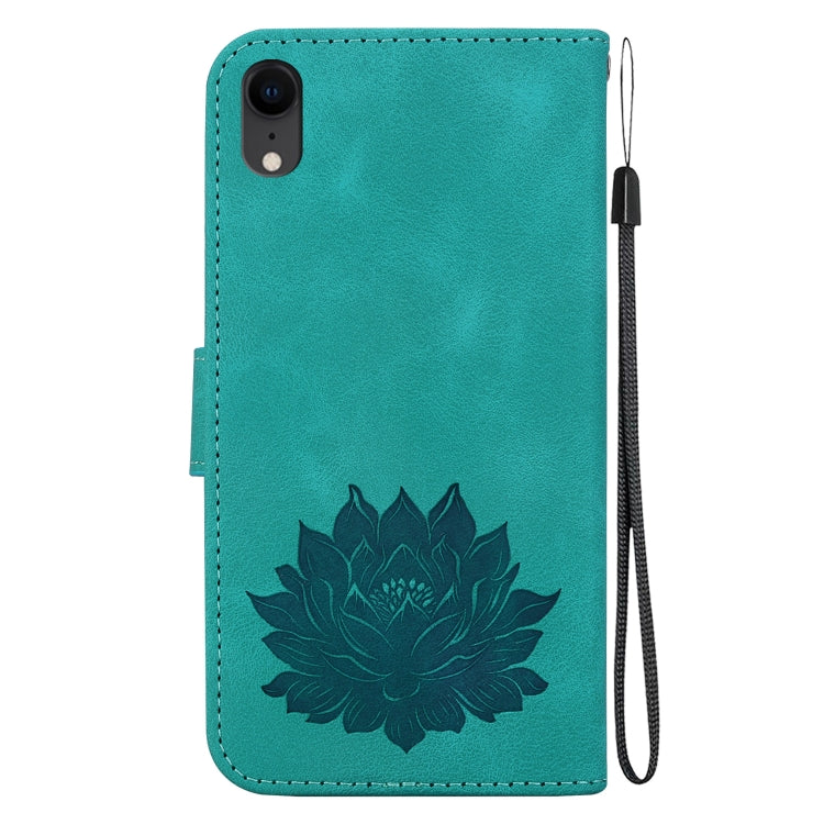 For iPhone XR Lotus Embossed Leather Phone Case