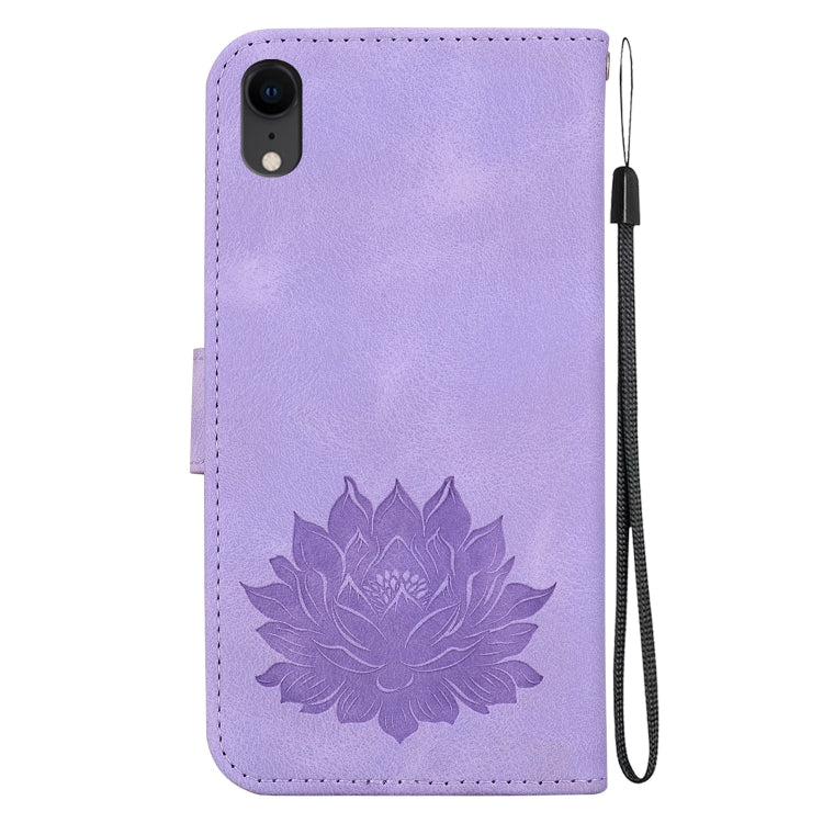For iPhone XR Lotus Embossed Leather Phone Case