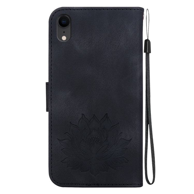 For iPhone XR Lotus Embossed Leather Phone Case
