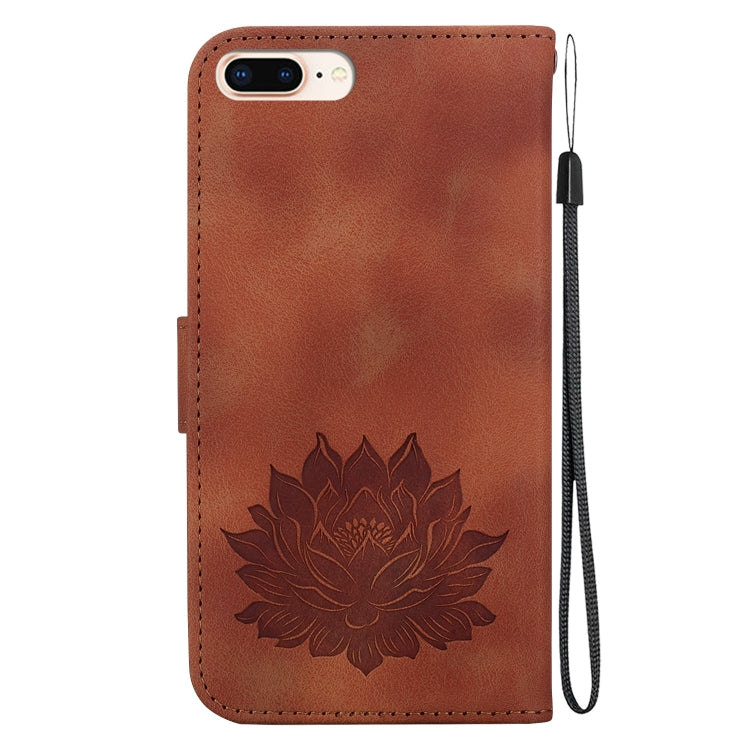 For iPhone 8 Plus / 7 Plus Lotus Embossed Leather Phone Case