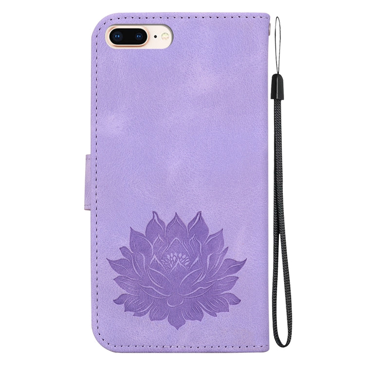 For iPhone 8 Plus / 7 Plus Lotus Embossed Leather Phone Case